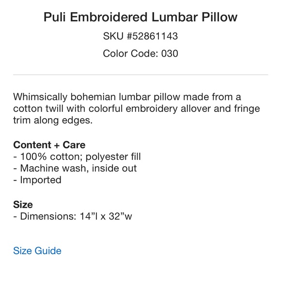 🌸 {PRICE FIRM} UO Puli Embroidered Lumbar Pillow - Picture 4 of 8